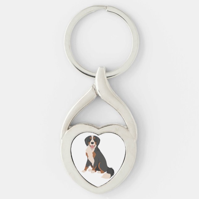 Mini Bernese dog mix Key Ring (Front)