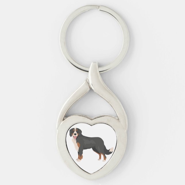 Mini Bernese dog mix Key Ring (Front)