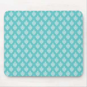 Mini blue damask vintage wallpaper pattern mouse pad