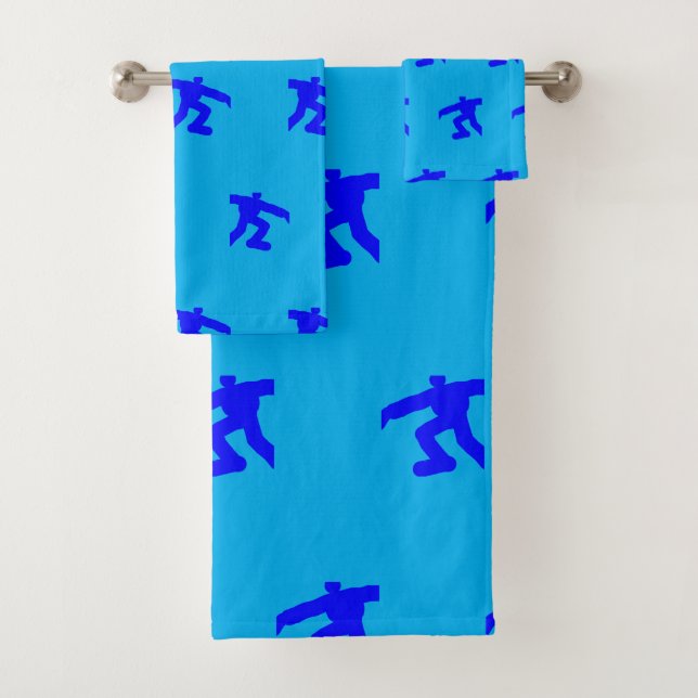 Mini Blue Running Men Blue  Bath Towel Set (Insitu)