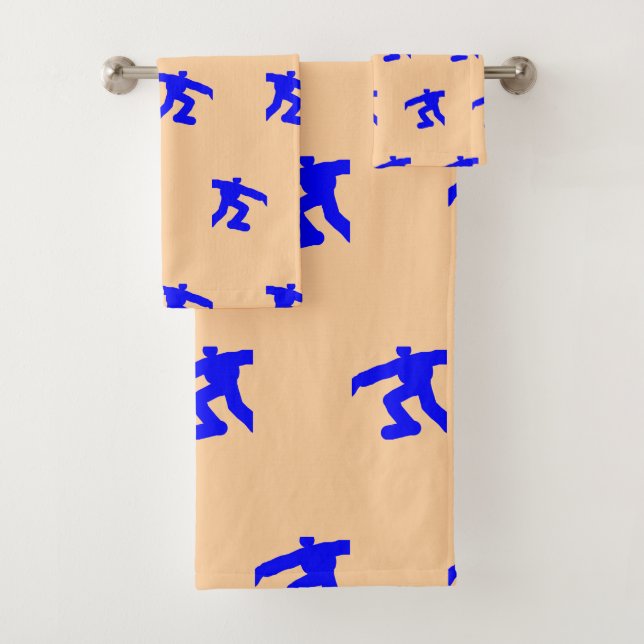 Mini Blue Running Men Melon  Bath Towel Set (Insitu)