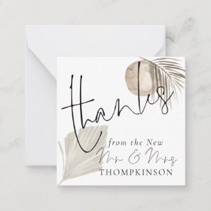 MINI Boho Pampas New Mr Mrs Wedding Thanks Card