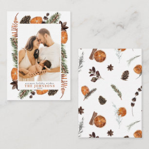 Mini Boho Rustic Orange Photo Christmas Script Card