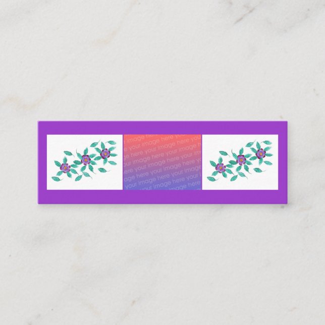 Mini Bookmark Cards Purple Flowers Your Photo (Front)