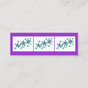 Mini Bookmark Cards, Purple Primrose Flowers Mini  Business Card
