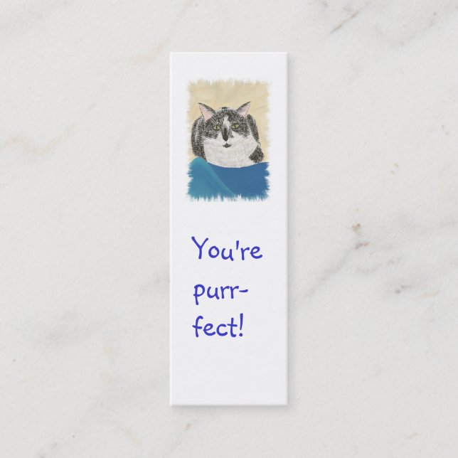 Mini Bookmark Cards,Tuxedo Cat Business Card (Front)