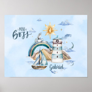 Mini Boss Ship In the Ocean Customisable Poster