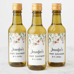 Mini Bottle Baby Shower Floral Drop Mini Wine Label