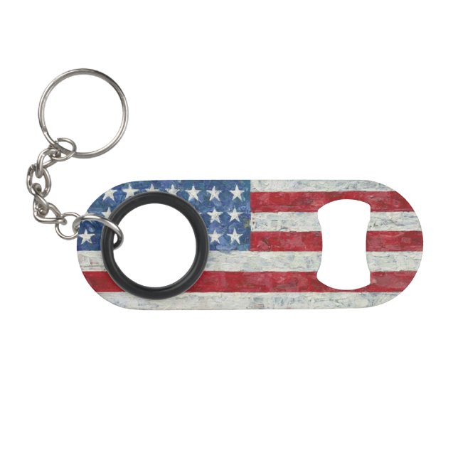 Mini Bottle Opener Keychain - USA Flag (Front (Horizontal))