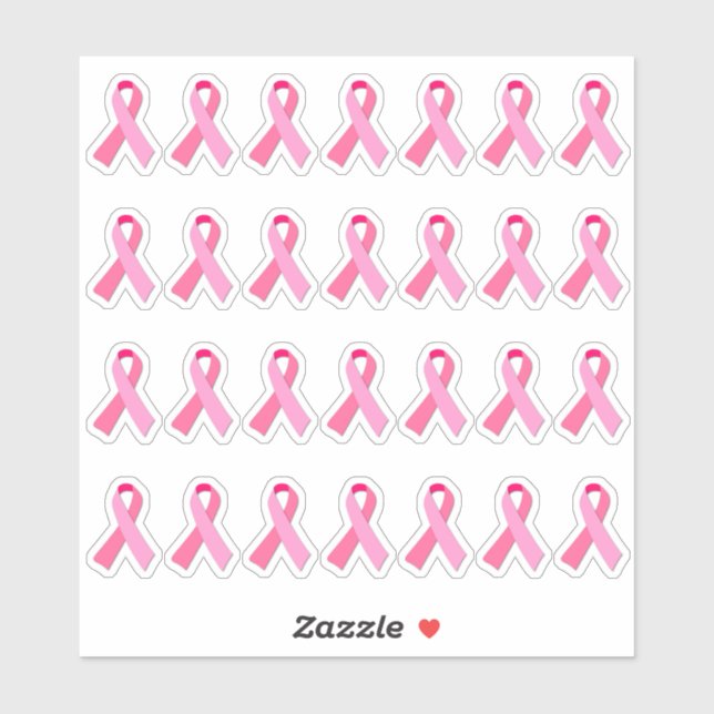 Mini Breast Cancer Awareness Pink Ribbon X 28 (Sheet)