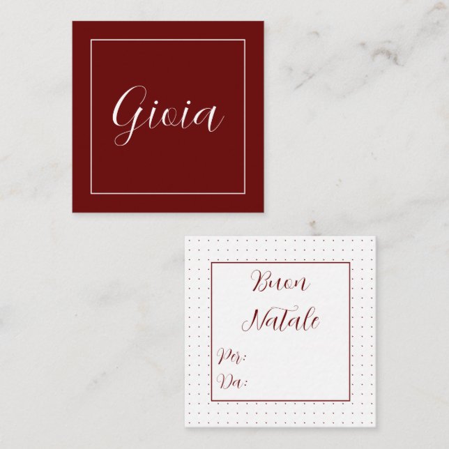 Mini Burgundy Christmas Gift Tag Card (Front/Back)