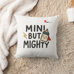 "Mini But Mighty" Cute Baby Bottle Superhero Throw Cushion