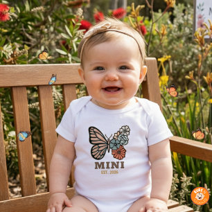 Mini Butterfly with Custom EST Year Matching Outfi Baby Bodysuit
