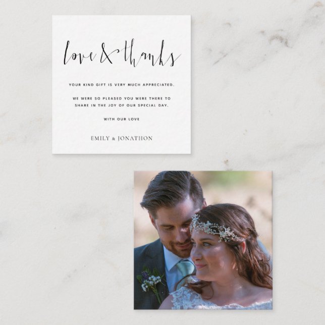 MINI | Calligraphy Photo Wedding Love and Thanks Card (Front/Back)
