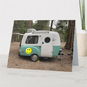 MINI CAMPER TRAILER HAPPY BIRTHDAY cards