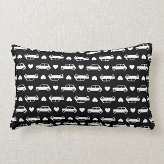 Mini Car Hearts Black Lumbar Cushion