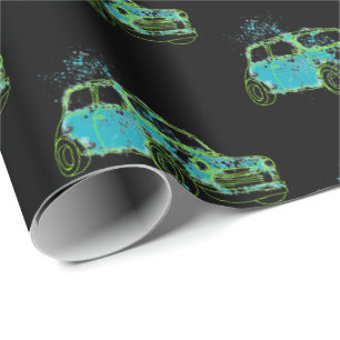 Mini Car Splat Lime Wrapping Paper