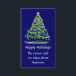 Mini Cards w Christmas Tree & Calendar on Back<br><div class="desc">Handy little business card size calendar to hand out to friends and colleagues. Front is an arty Christmas tree from an original digital abstract design with tinsel, garland and gold and blue ornaments. Background is deep Christmas blue, but may be changed to the colour of your choice by clicking on...</div>