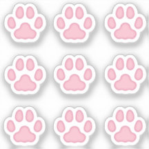 Mini Cat Paw Prints Pink Animal Tracks Stickers