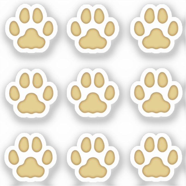 Mini Cat Paw Prints Tan Animal Tracks Stickers (Front)