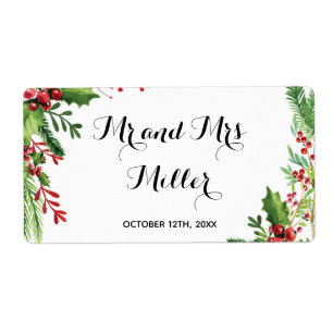 Mini champagne wine bottle label botanical wedding