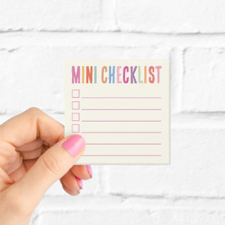 Mini Checklist Colourful Post-it Notes