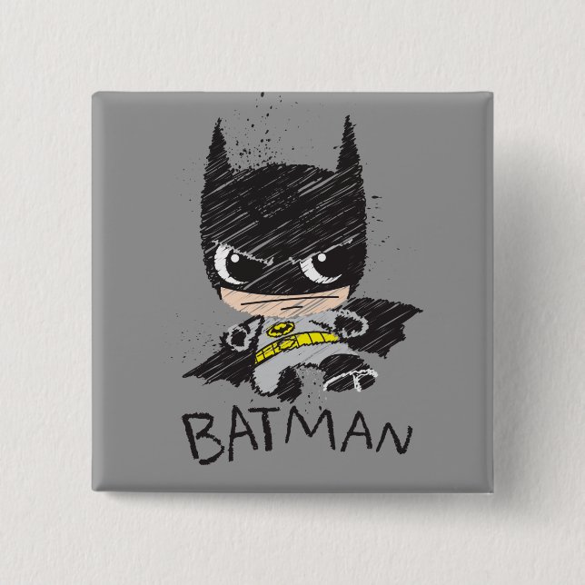 Mini Classic Batman Sketch 15 Cm Square Badge (Front)