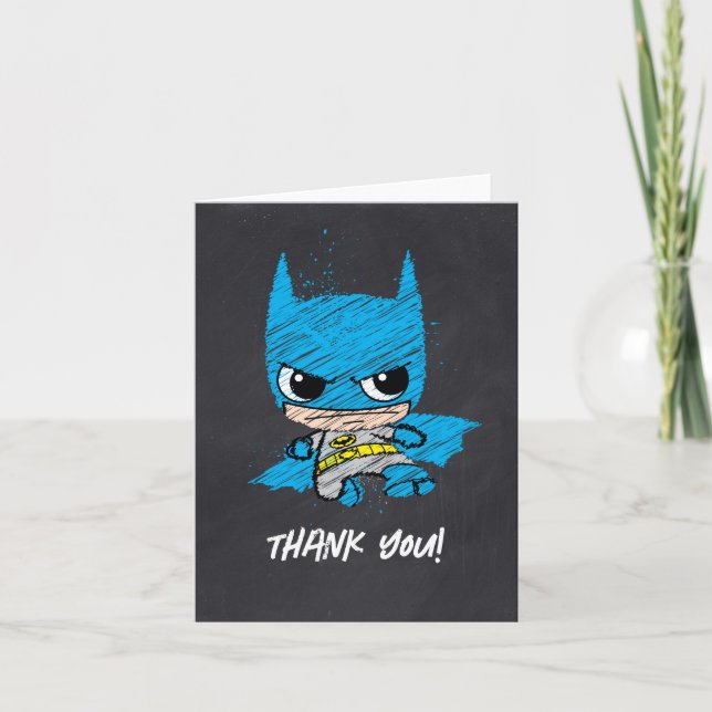 Mini Classic Batman Sketch Birthday - Thank You Card (Front)