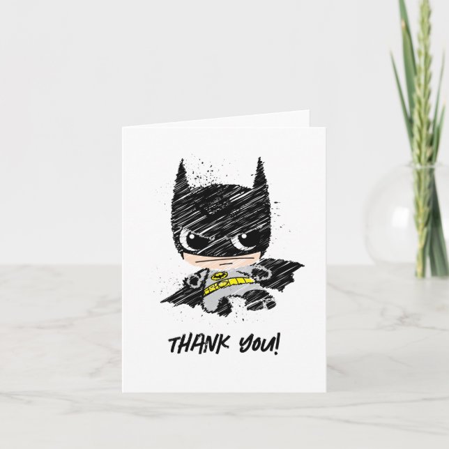 Mini Classic Batman Sketch Birthday - Thank You Card (Front)