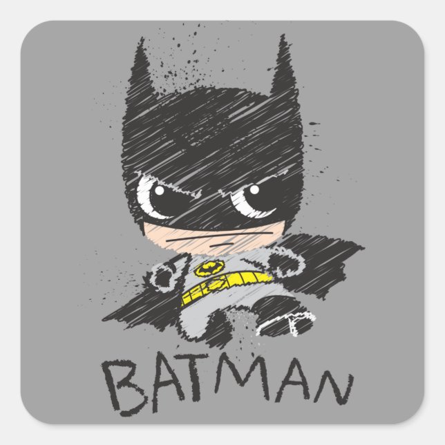 Mini Classic Batman Sketch Square Sticker (Front)
