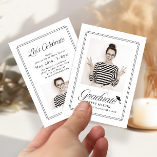 Mini Classic Framed Script Photo Grad invite