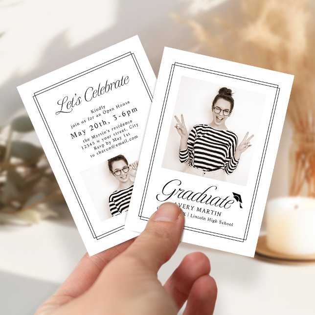Mini Classic Framed Script Photo Grad invite (Mini Classic Framed Script Photo Grad invite)