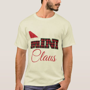 Mini Claus Buffalo Plaid Kids Matching Christmas T-Shirt