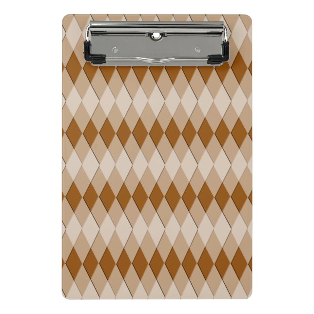 Mini Clipboard - Argyle pattern (Browns) (Front)