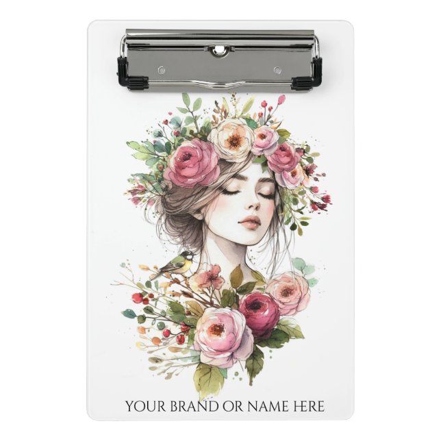 Mini Clipboard Women with Roses-Wreath (Front)