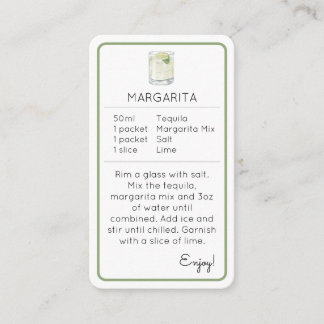 Mini Cocktail Kit Favour Recipe Card Margarita