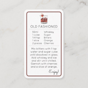 Mini Cocktail Kit Favour Recipe Card Old Fashioned
