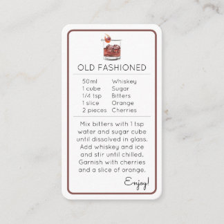 Mini Cocktail Kit Favour Recipe Card Old Fashioned