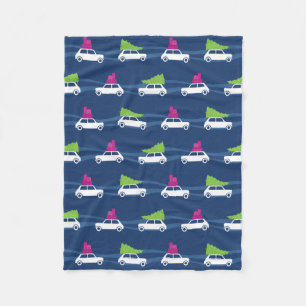 Mini Cooper Christmas Traffic Fleece Blanket