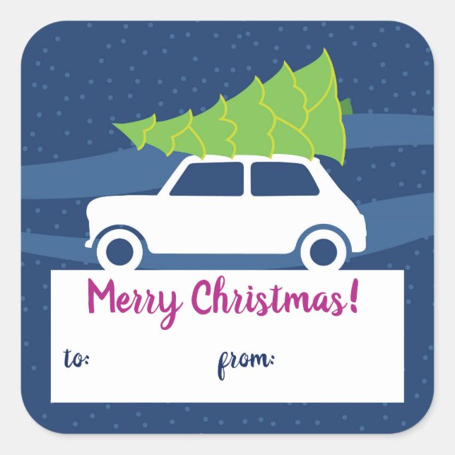 Mini Cooper Christmas Traffic Square Sticker (Front)