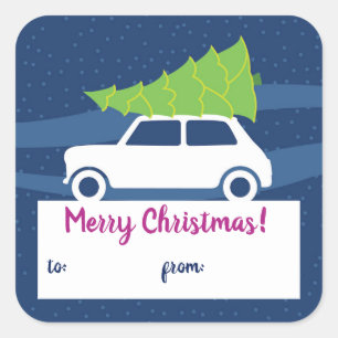 Mini Cooper Christmas Traffic Square Sticker