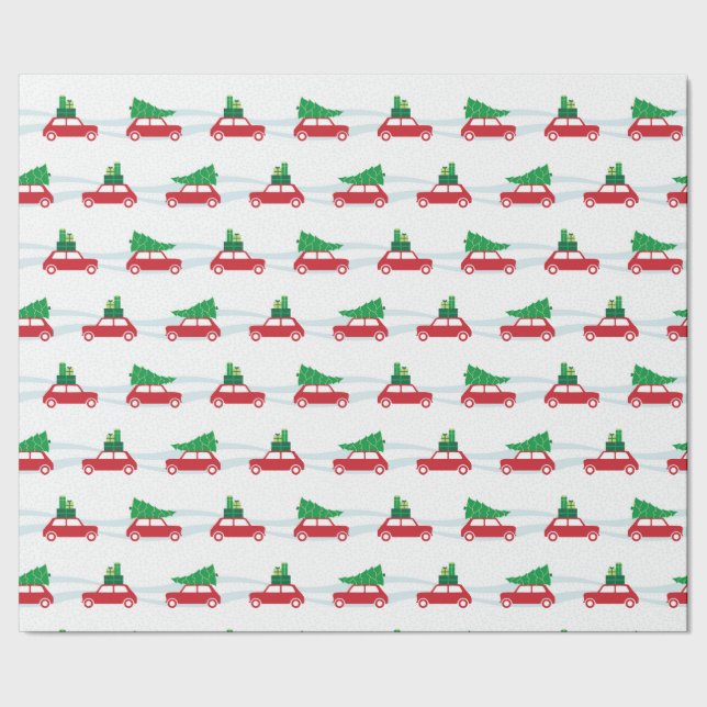 Mini Cooper Christmas Traffic Wrapping Paper (Seam)