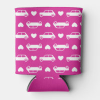 Mini Cooper Hearts - Bright Pink Can Cooler