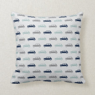 Mini Coopers on the Go - Blue & Grey - Cushion