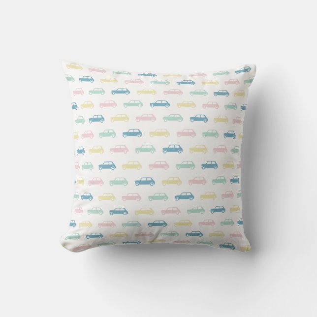 Mini Coopers on the Go - Pastel - Cushion (Front)