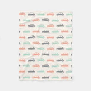 Mini Coopers on the Go - Peach & Teal - Fleece Blanket