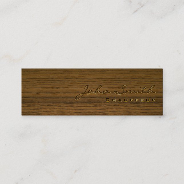Mini Dark Wood Chauffeur Business Card (Front)