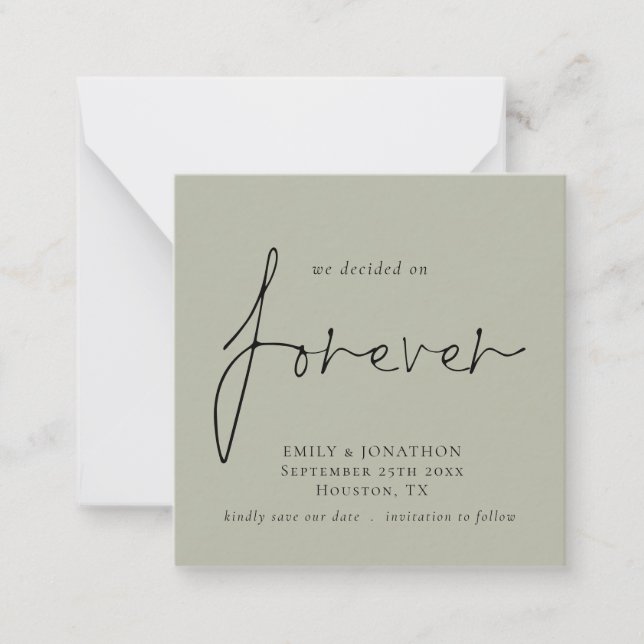 MINI | Decided on Forever light Sage Save The Date Card (Front)
