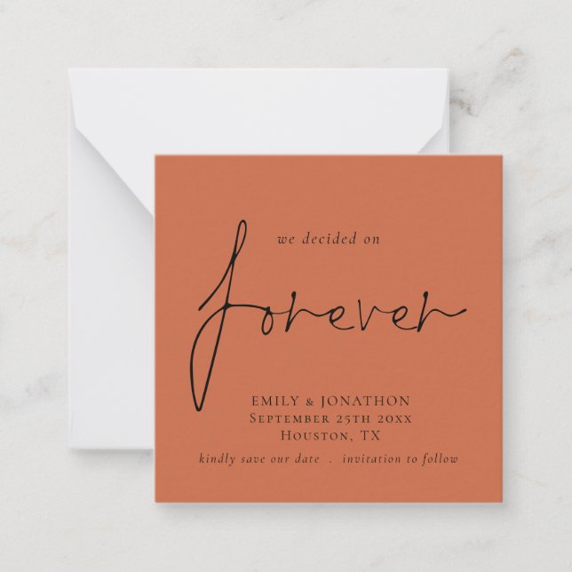 MINI | Decided on Forever Terracotta Save The Date Card (Front)