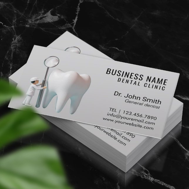 Mini Dentist & Bright Tooth Plain Dental Office Appointment Card (Creator Uploaded)